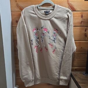 Better Together Large Graphic Beige  Skeleton Crewneck Sweater 0339